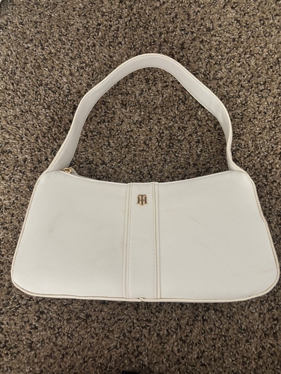 Tommy Hilfiger Handbags - Tommy Hilfiger White Shoulder Bag with Gold TH Accent